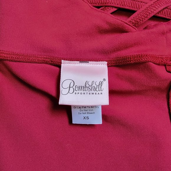 Bombshell Sportswear Maroon Burgundy Exercise Workout Shorts X-Small (NWOT) - Picture 5 of 10